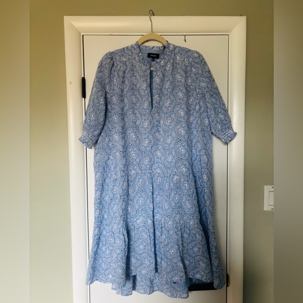 ME+EM Pale Blue Eyelet Tiered Mini Dress - Picture 3 of 9
